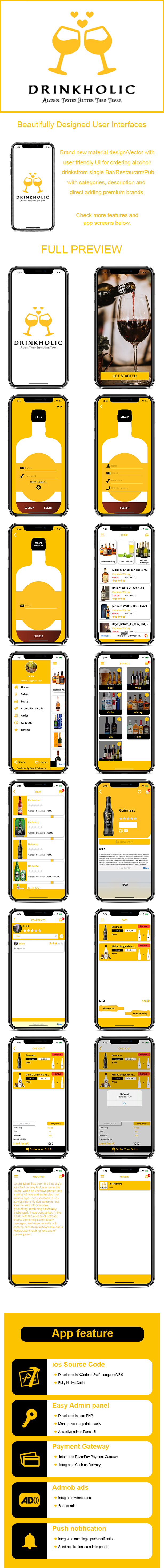 Drinkholic(iOS) - A Single Restaurant/Pub/Bar Drinks ordering app. - 1